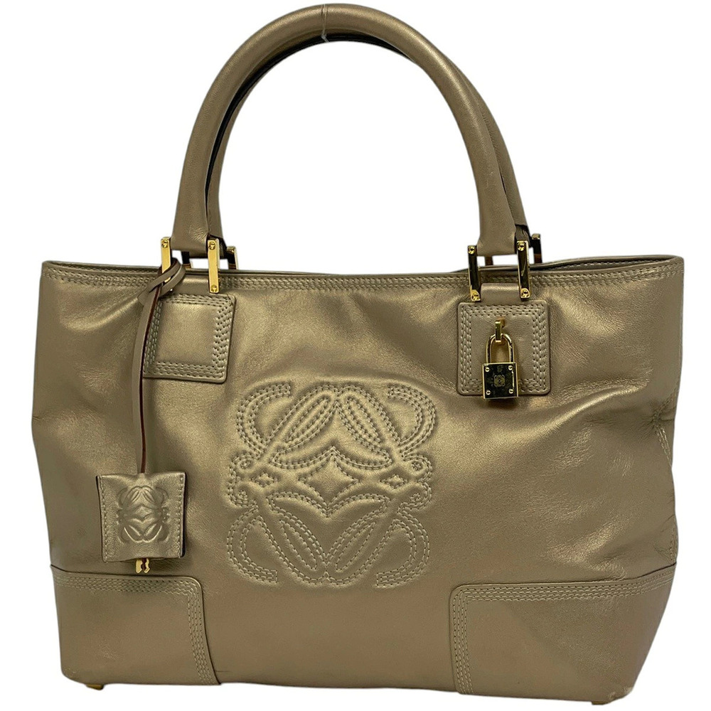 Loewe Anagram Handbag Leather Gold